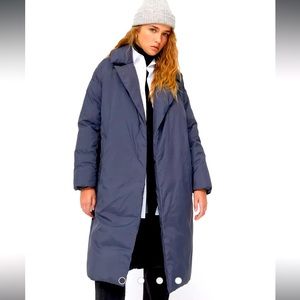 Stradivarius longline padded coat with belt in dark gray